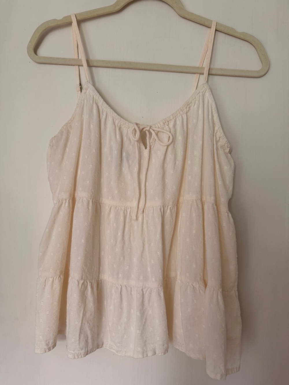 Cotton blend Cream Tiered Cami